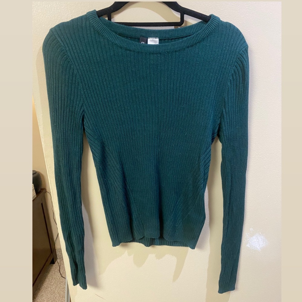 💋2 for $20💋 Teal Divided Ribbed Crewneck Sweater